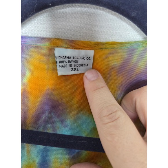 Dharma Trading Co Tie Dye Kimono Cardigan Open Front Ruffle Sleeve 2XL Indonesia - Picture 4 of 7